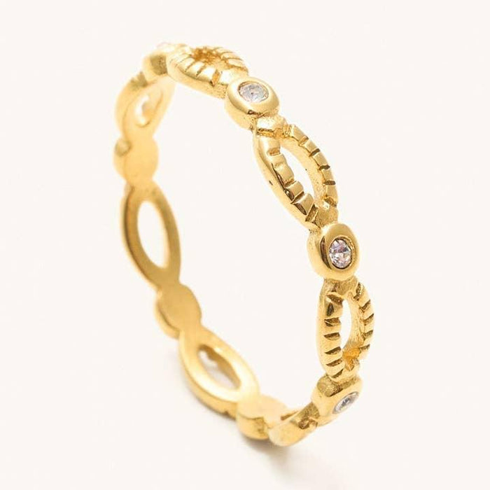 Rowan Gold Link and Gem Ring