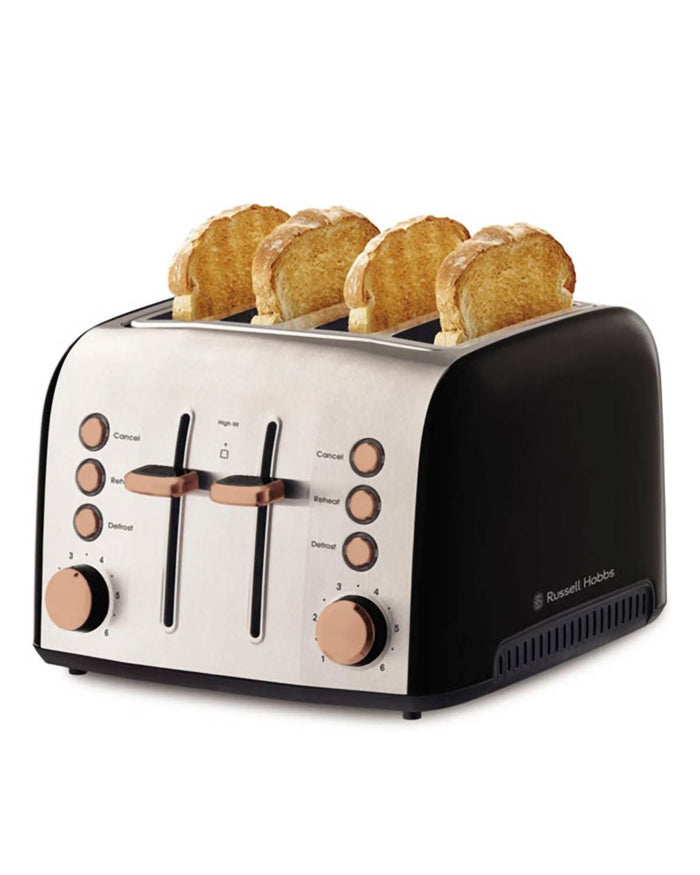 Russell Hobbs Brooklyn 4 Slice Toaster - Black with Copper Details