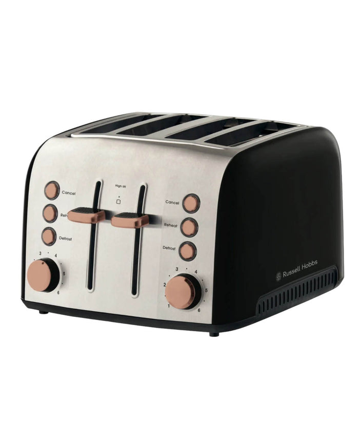 Russell Hobbs Brooklyn 4 Slice Toaster - Black with Copper Details