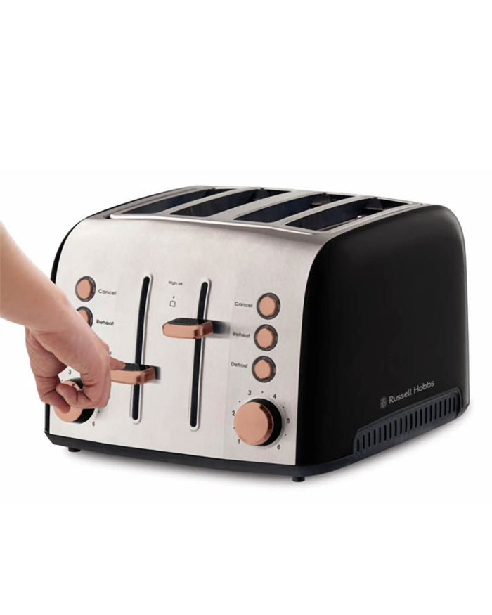 Russell Hobbs Brooklyn 4 Slice Toaster - Black with Copper Details