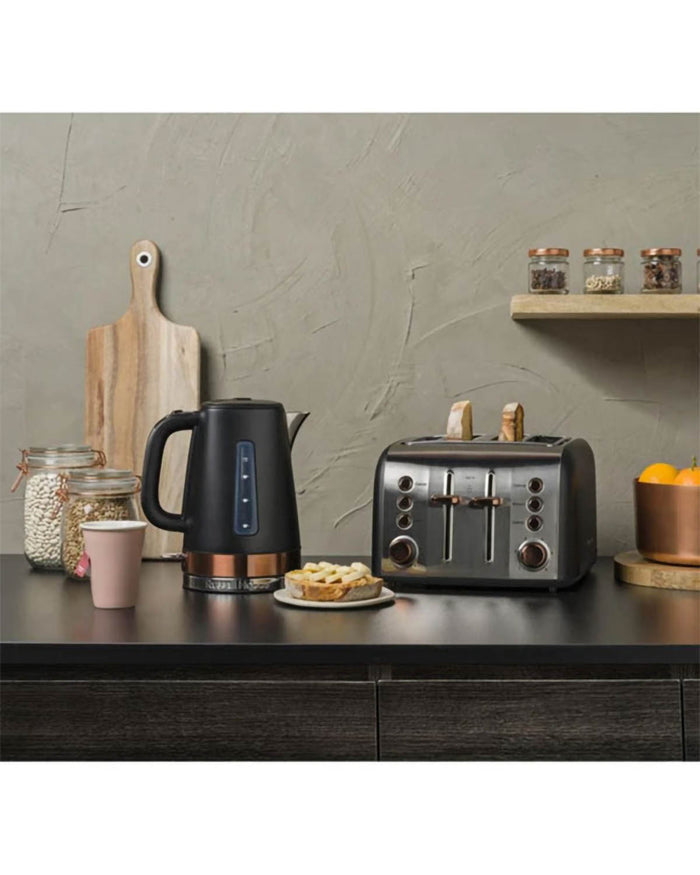 Russell Hobbs Brooklyn 4 Slice Toaster - Black with Copper Details