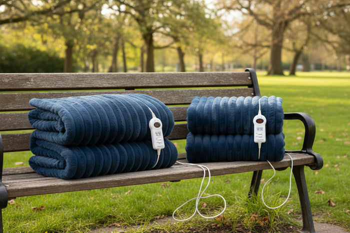 Russell Hobbs Microfleece Heated Throw - Navy