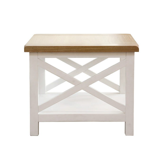 Shellwood Timber Lamp Table - Light Oak/White
