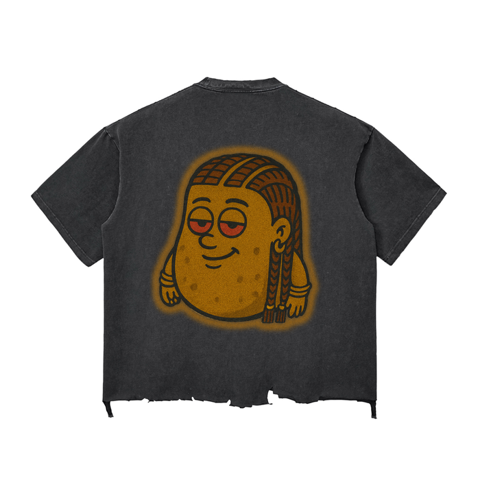 Snow Wash Raw-Hem Boxy T-shirt