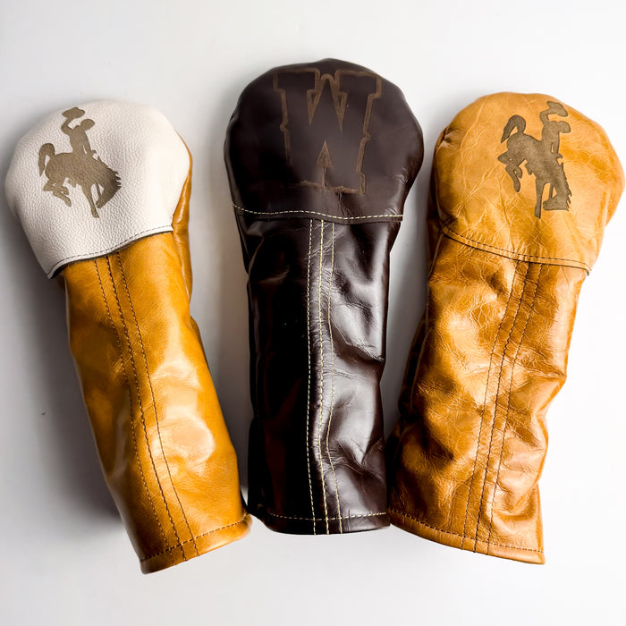 Steamboat Collection | Leather Golf Club Covers | White Pebble + Butter