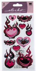 Sticko My Hearts On Fire Dimensional Stickers - SCRAPBOOKFARE