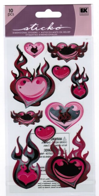 Sticko My Hearts On Fire Dimensional Stickers - SCRAPBOOKFARE