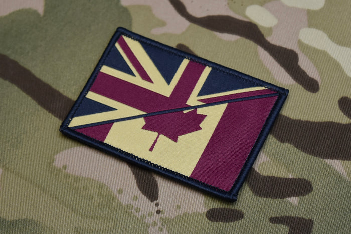 Subdued UK Canada Union Flag Maple Leaf Flag Woven Patch