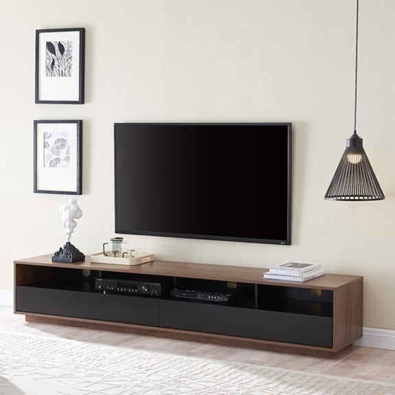 Tauris Suave 2000mm Entertainment Unit - Dark Oak/Black