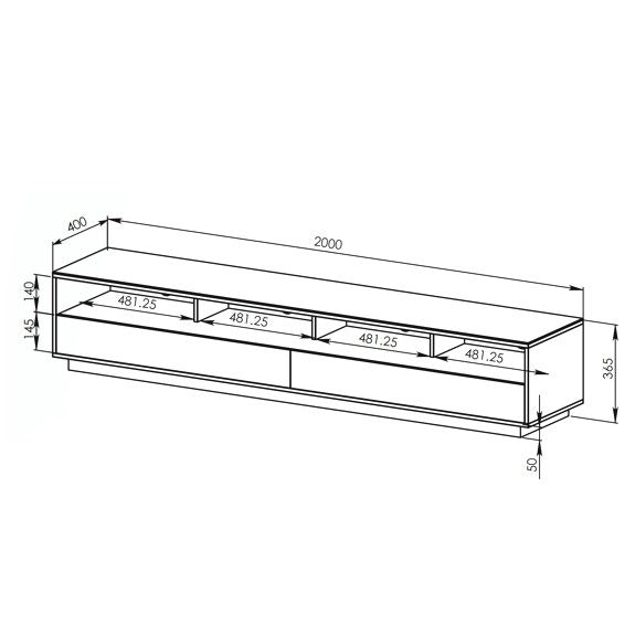 Tauris Suave 2000mm Entertainment Unit - Dark Oak/Black