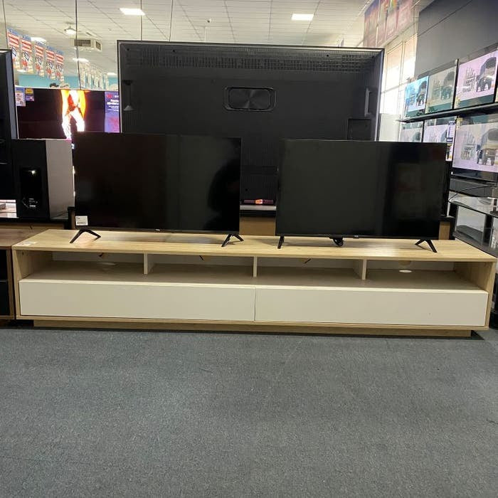 Tauris Suave 2000mm Entertainment Unit - Light Oak/White