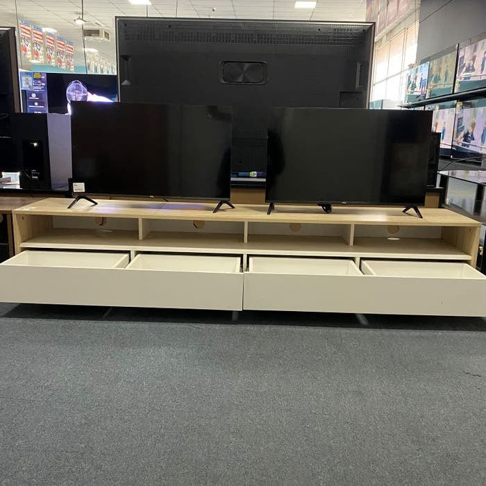 Tauris Suave 2000mm Entertainment Unit - Light Oak/White