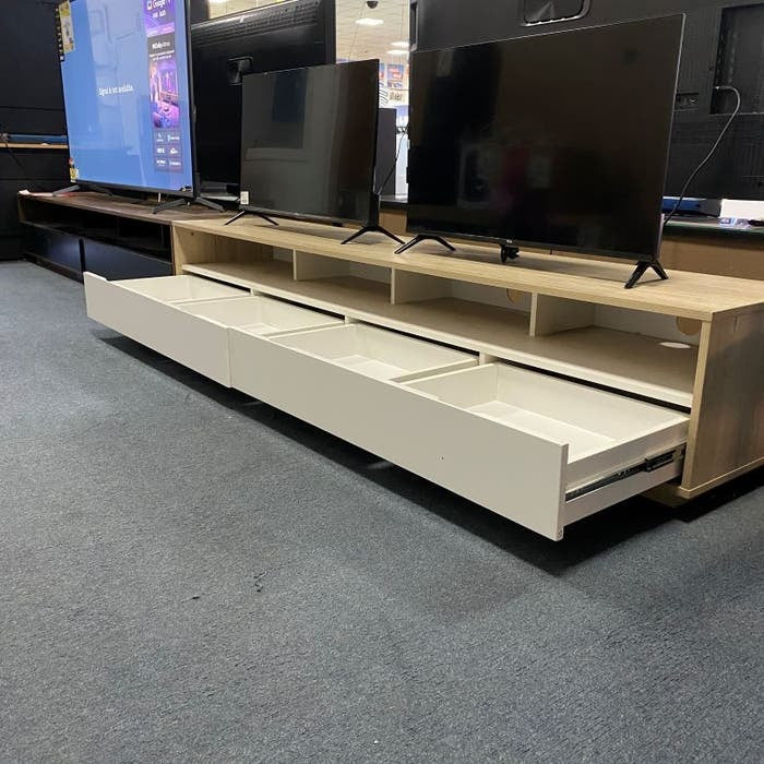 Tauris Suave 2000mm Entertainment Unit - Light Oak/White