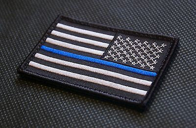 Thin Blue Line Reverse United States Flag Patch - Velcro