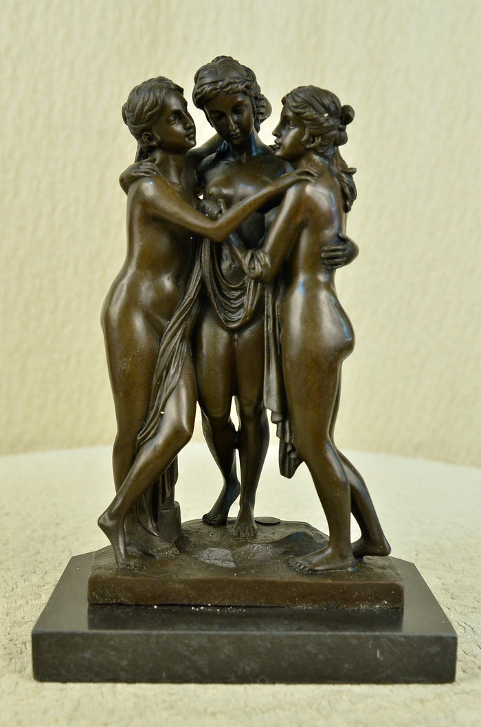 Three Graces Bronze Statue Marble Nude Women Art Love Sculpture