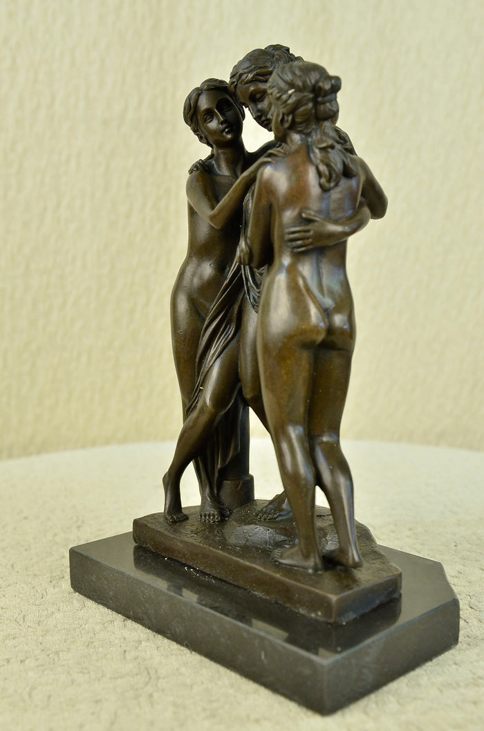Three Graces Bronze Statue Marble Nude Women Art Love Sculpture