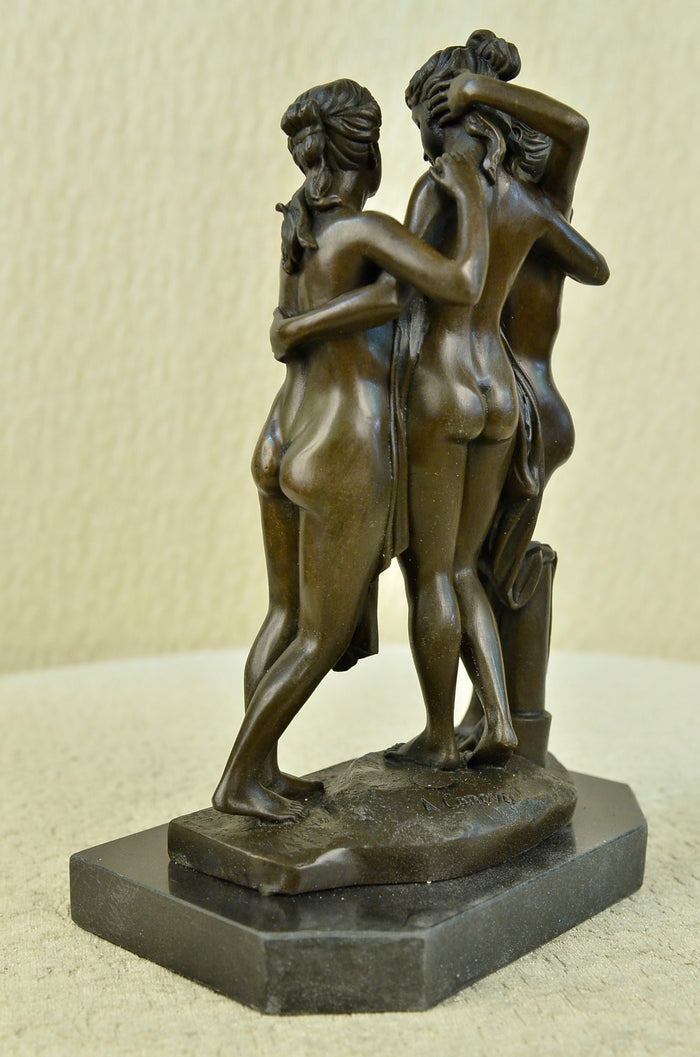 Three Graces Bronze Statue Marble Nude Women Art Love Sculpture