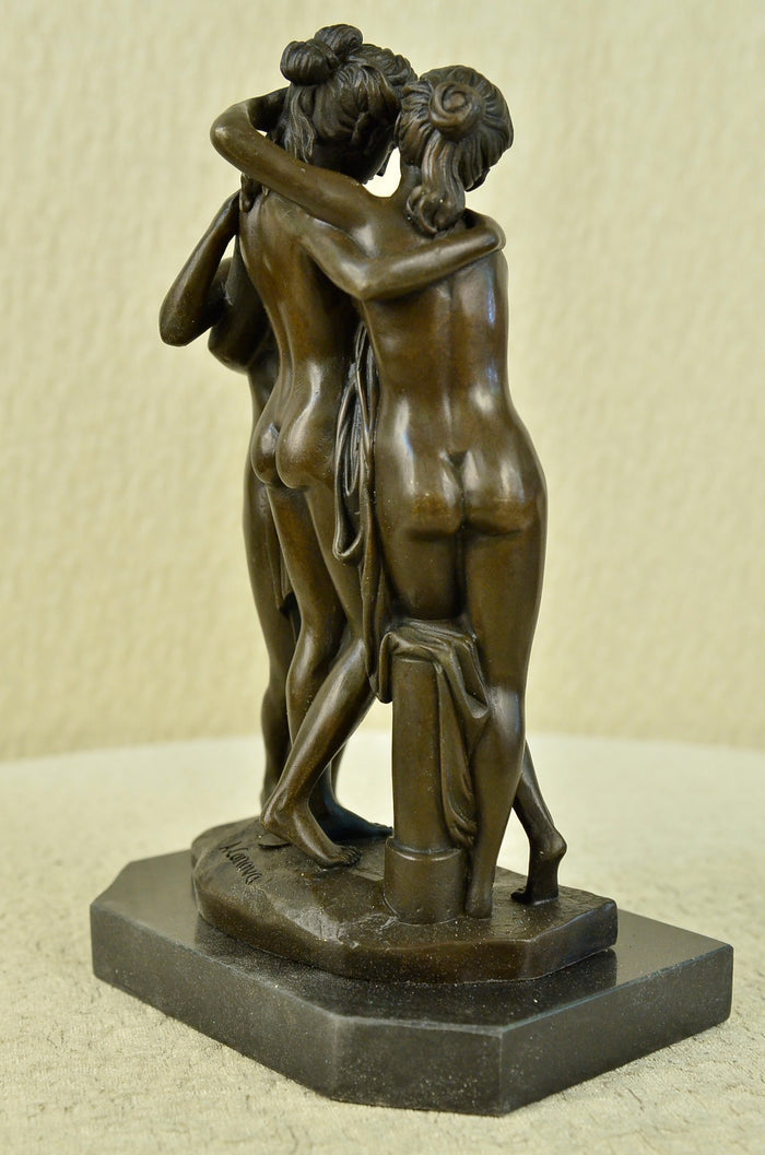Three Graces Bronze Statue Marble Nude Women Art Love Sculpture