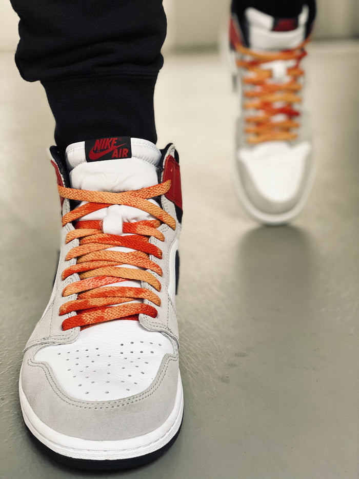 Tie Dye Flat Laces - Vintage Faded Curry Red 85 For Air Jordan 1