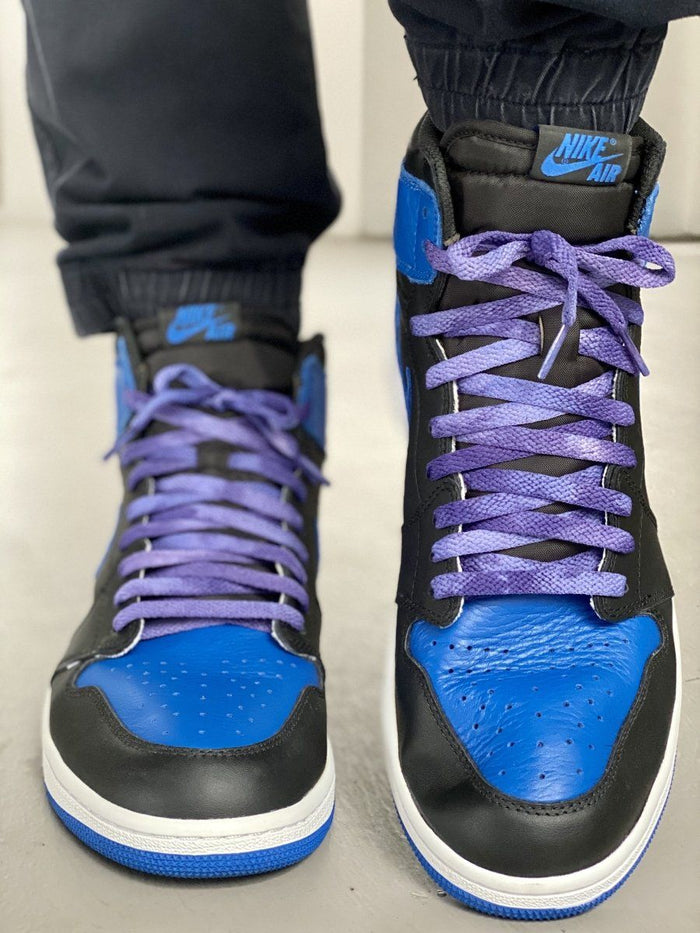 Tie Dye Flat Laces - Vintage Faded Royal Blue 85 For Air Jordan 1