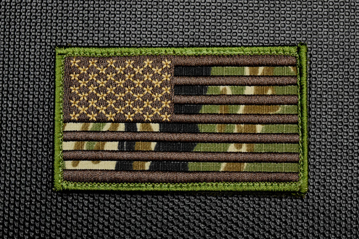 Tiger Stripe US Flag Embroidered Patch Set