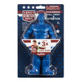 The Toysmith Epic Stretch Hero is a blue flexible figure that stretches up to 3 times its size. Packaged by Toysmith and suited for ages 3+, it includes a warning for small parts and choking hazard.
