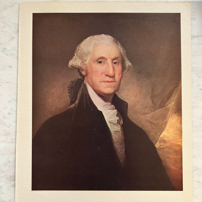 Vintage 1940s Gilbert Stuart "George Washington" Presidential Portrait Art Print Folio