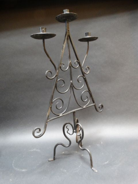 Wrought Iron Triple Candelabra