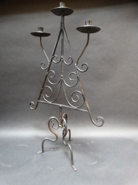 Wrought Iron Triple Candelabra